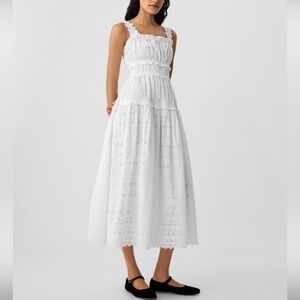 Gap × DÔEN Eyelet Midi Dress in New Off White Size Large